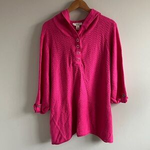 CJ Banks Fuchsia Hooded Sweatshirt tunic size 3X NWT